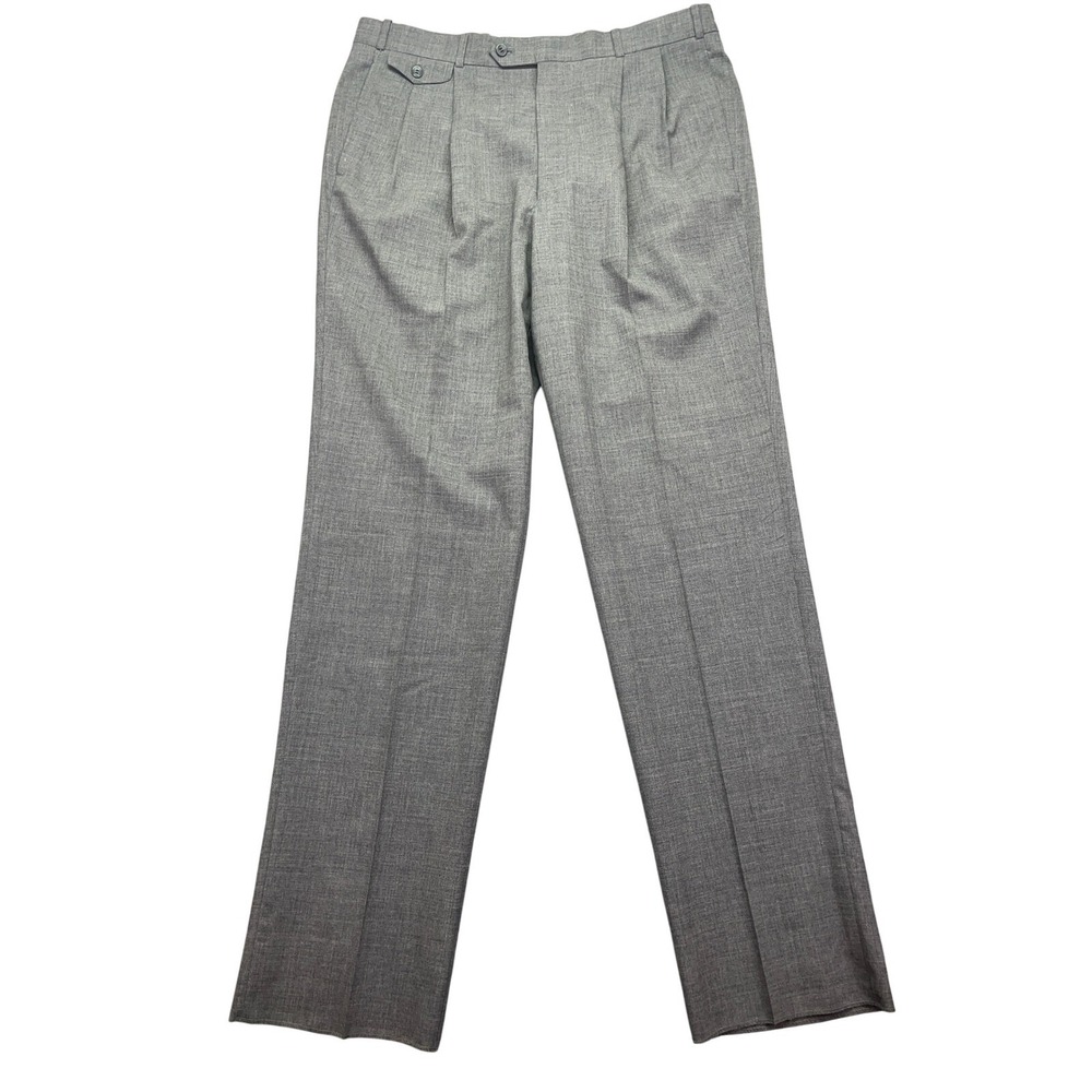 Cordovan & Grey Wool Dress Pants Pleated Cambridge Gray Sz 40 NWT un-hemmed